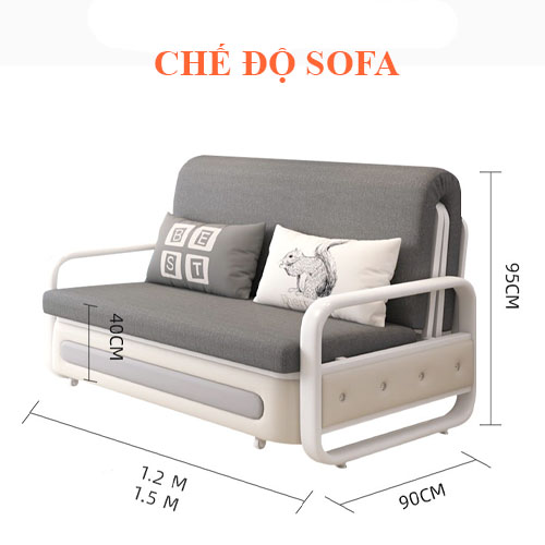 Ghế sofa giường đa năng gấp gọn có ngăn chứa đồ tiện lợi sang trọng, giường sofa thông minh tặng kèm gối trị giá 500k