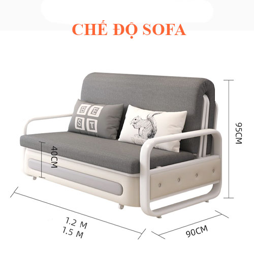 Giường sofa thông minh, ghế sofa giường đa năng gấp gọn tặng kèm 2 gối trị giá 500k kích thước 1m2, 1m5, 1m8