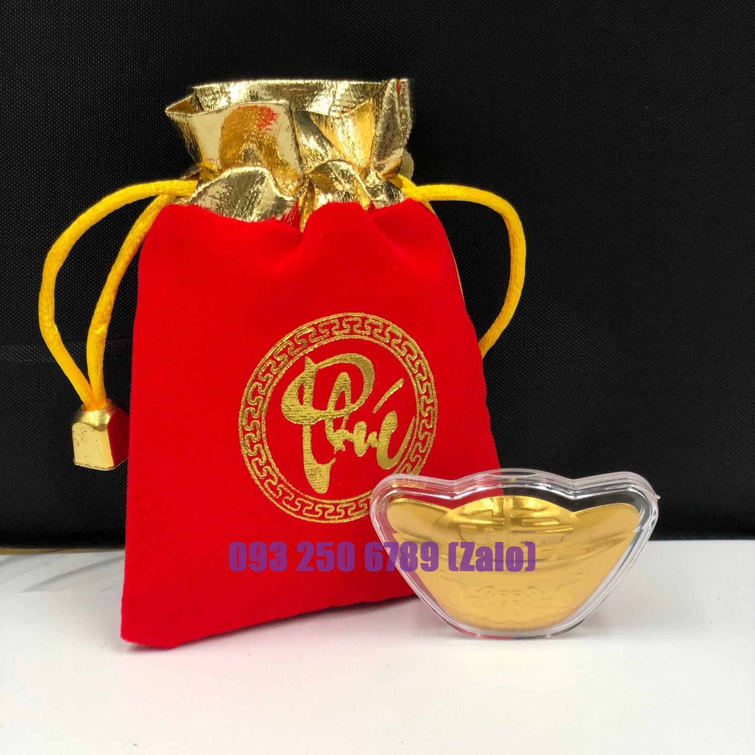 Thỏi Vàng Kim Nguyên Bảo Kèm Túi Phúc, Lộc - Chiêu Tài, May Mắn