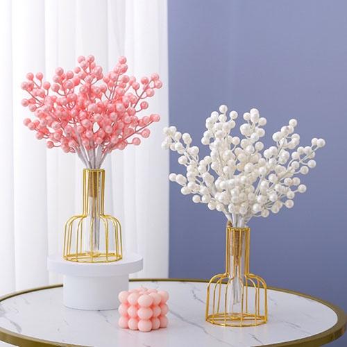 Bình cắm hoa thủy sinh/hoa khô khung sắt màu vàng đồng trang trí bàn phòng khách