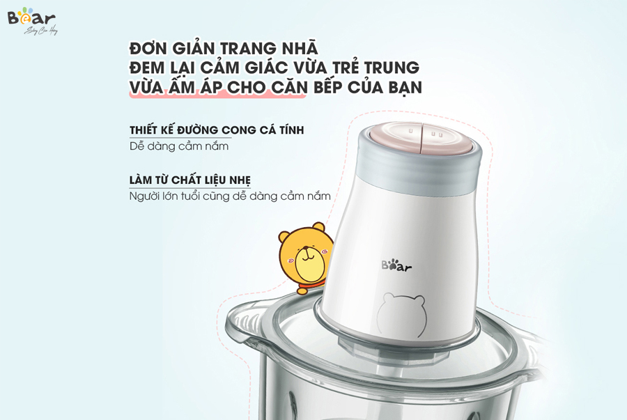 Máy Xay Đa Năng, Máy Xay Thực Phẩm, Máy Xay Thịt BEAR QSJ-B02Q1 (FC-B20V1) Xay Cực Êm, Dung Tích 2 Lít Công Suất 300 W - Hàng Chính Hãng