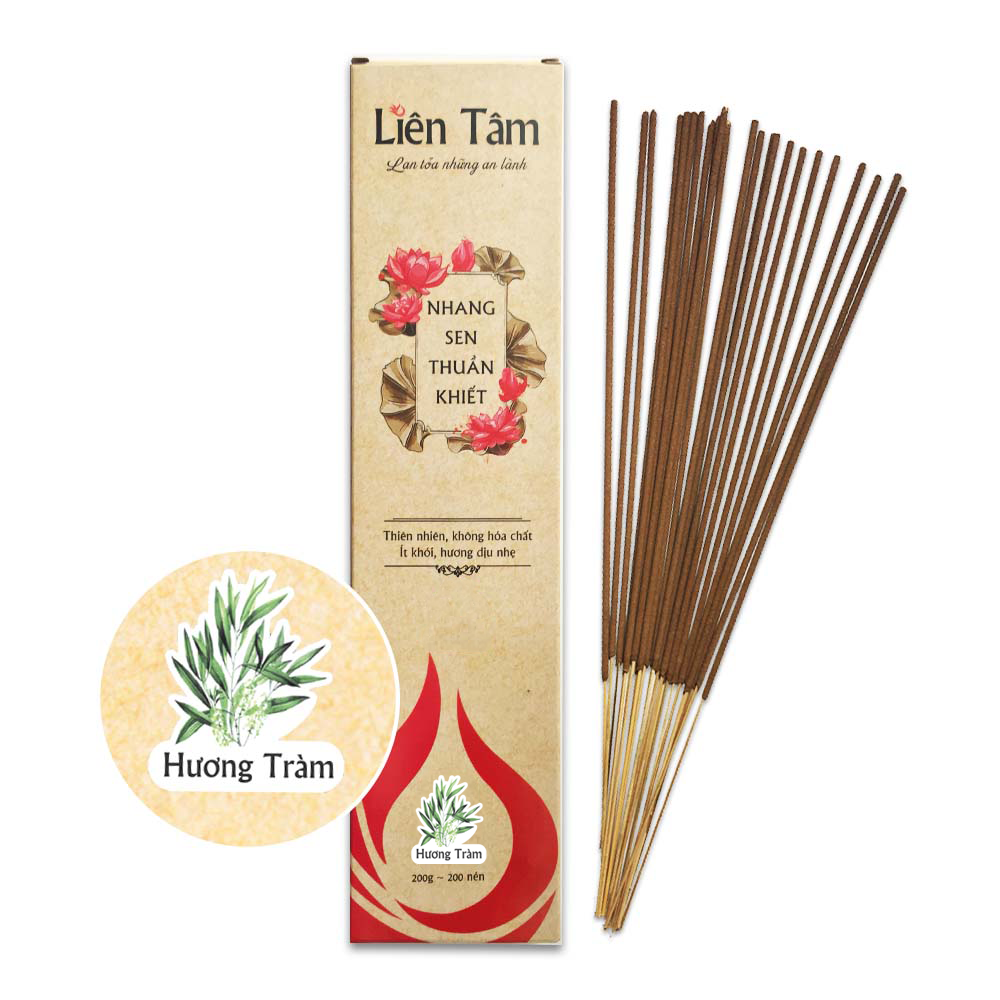 Nhang Sen Thuần Khiết Liên Tâm 29cm 200 cây - Ít khói, dịu nhẹ, 100% Đài sen thiên nhiên