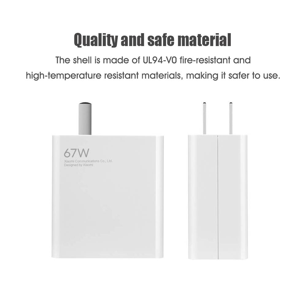 Xiaomi 67W Fast Charger and 6A USB Type C Charging Cable Set Wall Charger with Single USB-A Port Power Adapter Charging