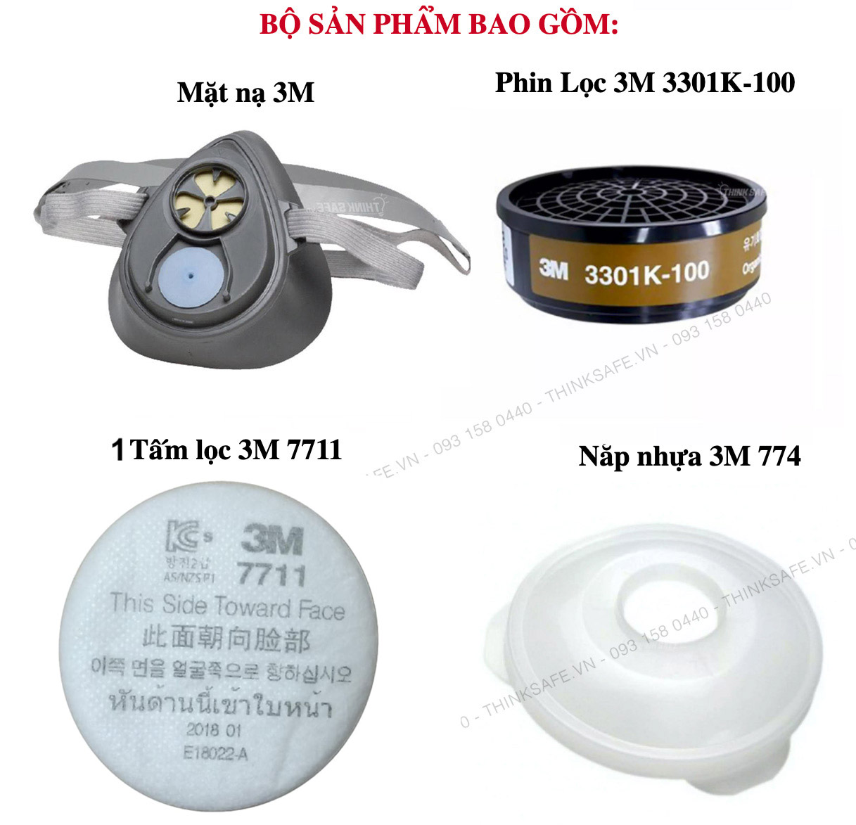 Mặt nạ phòng độc 3M 3200 kèm phin lọc 3301K-100, lọc hữu cơ/ACID mặt nạ phun thuốc bảo vệ thực vật, hơi sơn, hóa chất