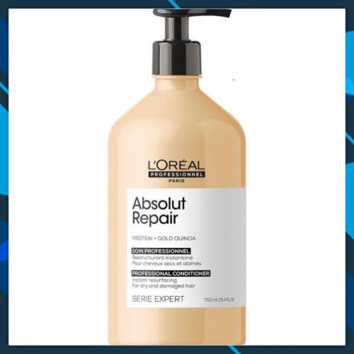 Dầu xả L'OREAL SERIE EXPERT Absolut Repair Conditioner Gold Quinoa phục hồi tóc hư tổn (New 2021) 750ml