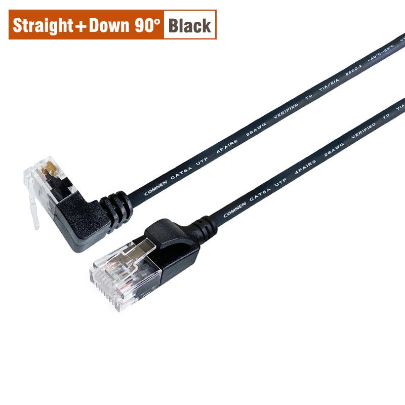 Comnen ethernet cáp rj45 cat6a slim phải sang trái xuống góc vá dây cáp cáp 90 độ cáp cho máy tính xách tay hộp TV