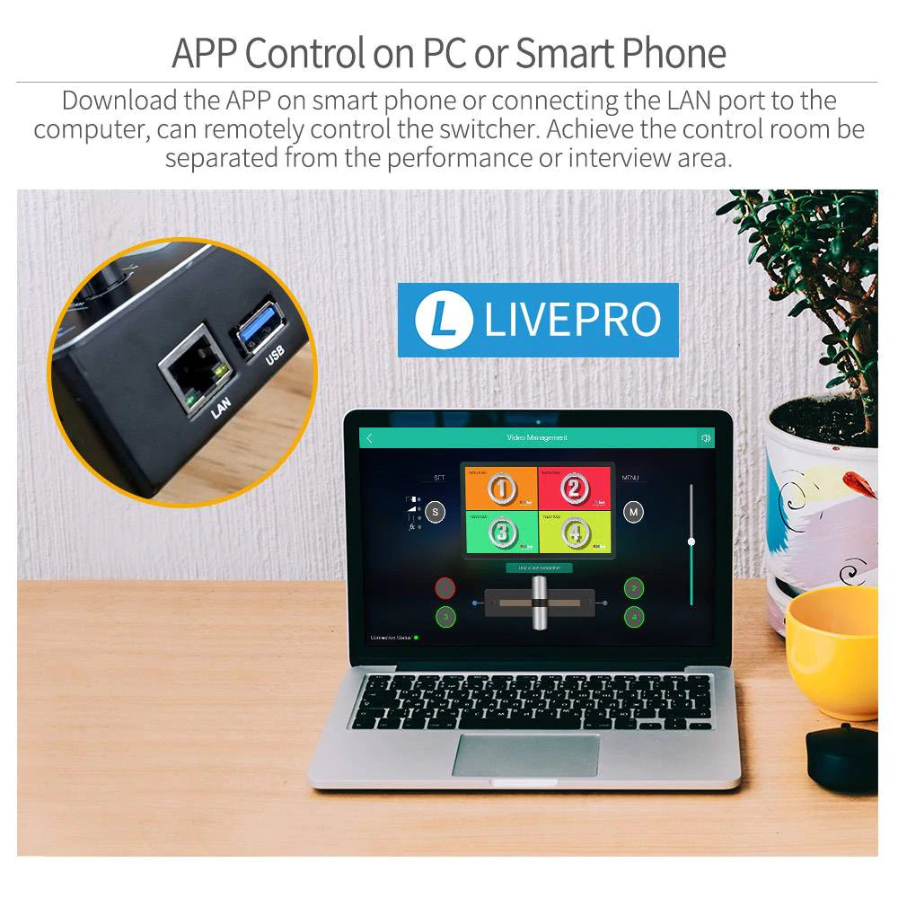 Feelworld LivePro L1, Bàn Trộn Video Chuyên Nghiệp, 4 Đầu Vào HDMI USB 3.0, Màn Hình LCD Trực Tiếp - Hàng Chính Hãng