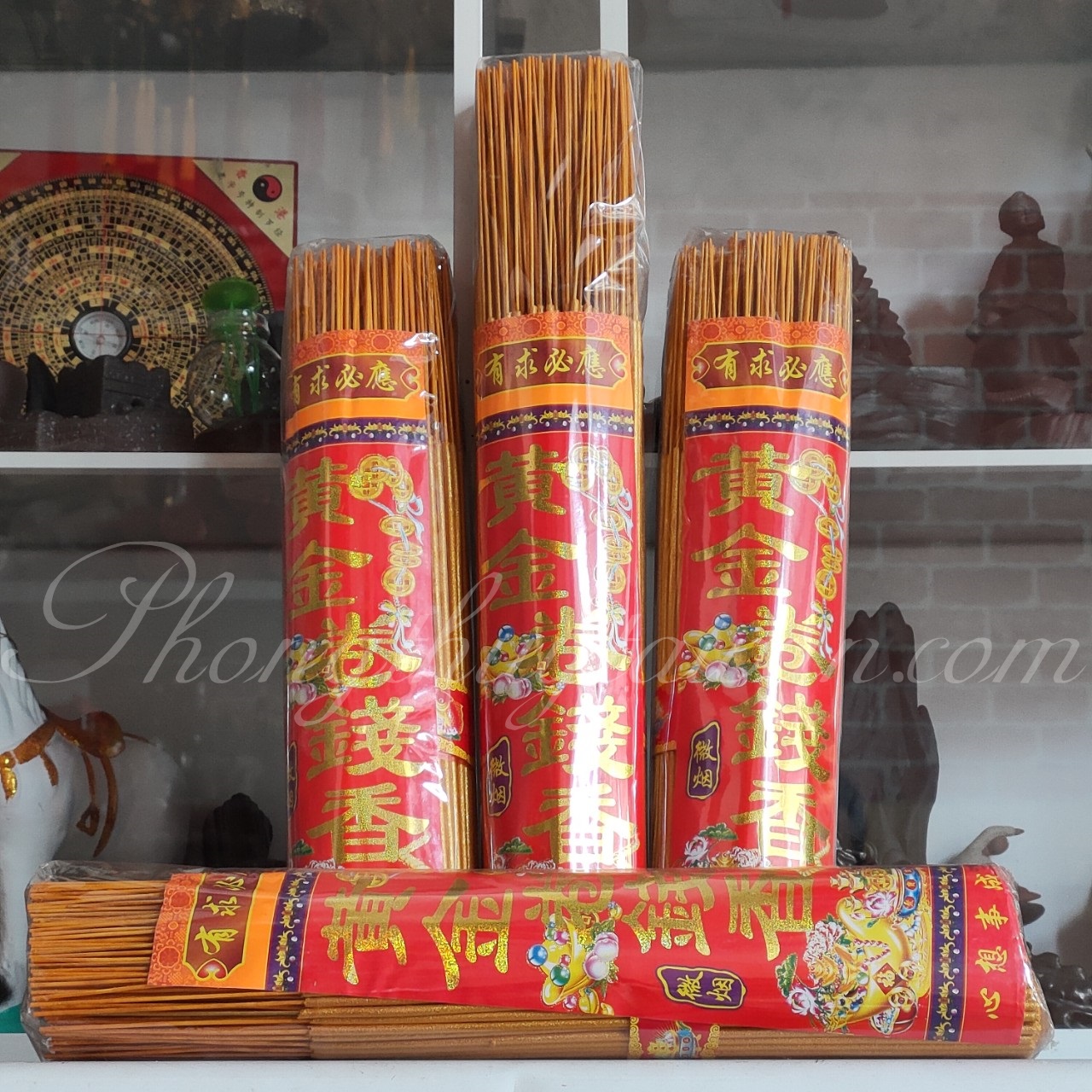 Nhang THẦN TÀI cuộn tàn 3XU LOẠI 1 gỗ Đàn Hương 33cm nhũ vàng ít khói rất đẹp