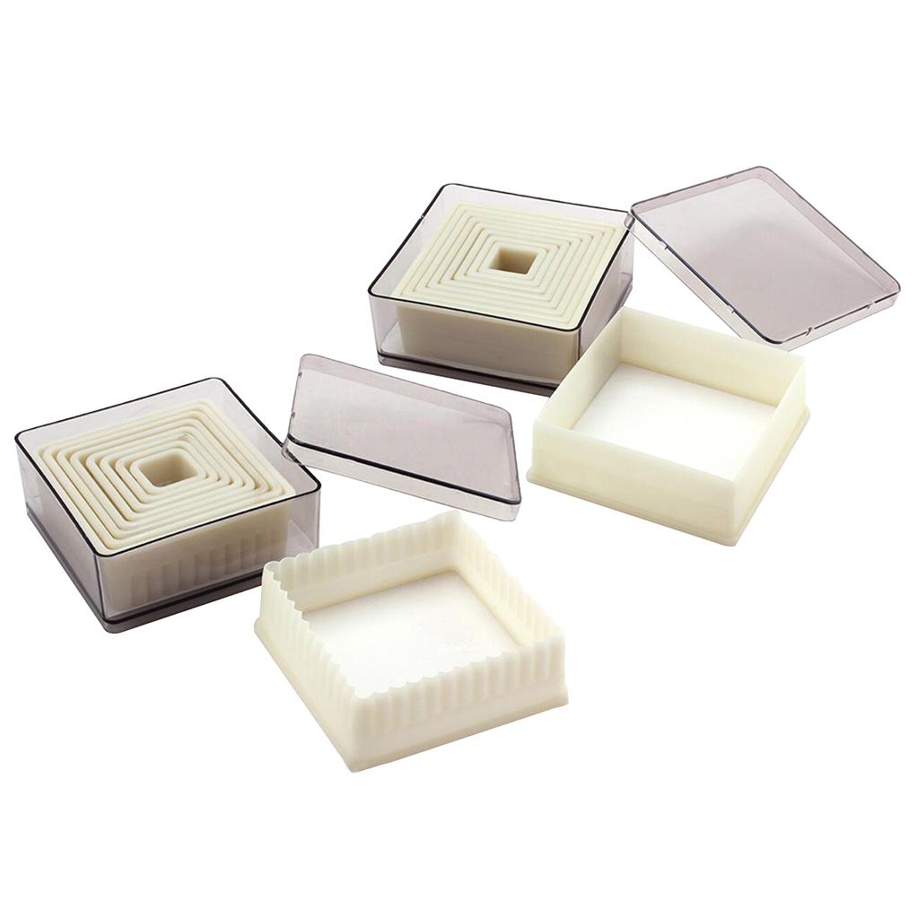 2X Square Cookie Cutter Nylon Fondant Cutter Set Biscuit Cutter Set with Case 1