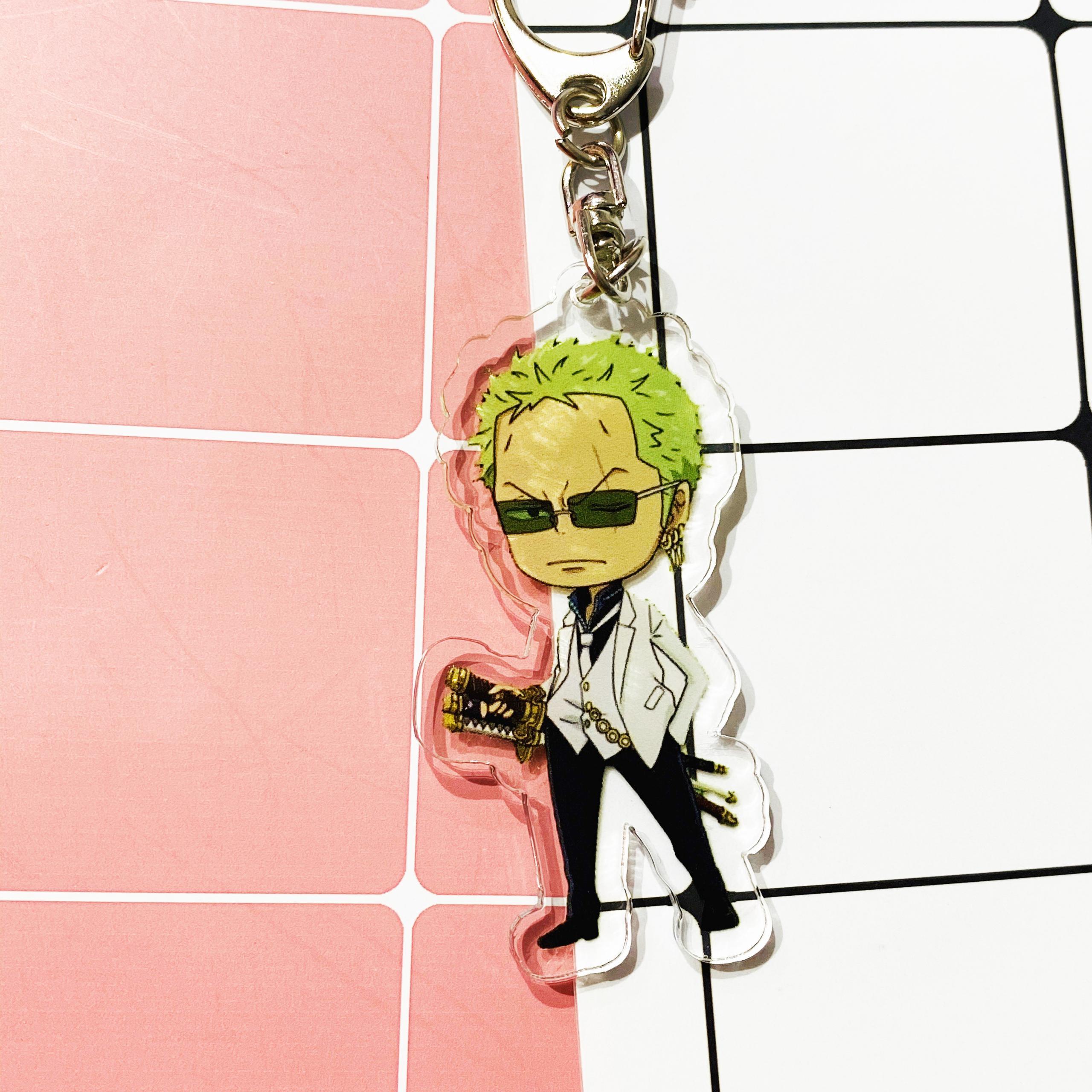 ( Mica trong acrylic ) Móc khóa One Piece Đảo hải tặc Zoro chibi anime tặng ảnh Vcone