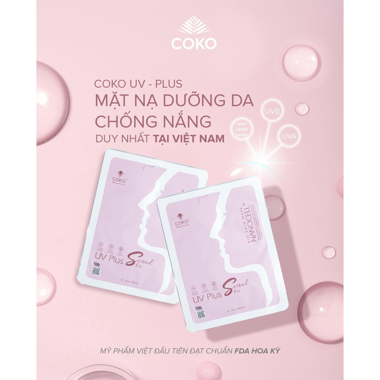 Set 3 Mặt Nạ Da Sinh Học Trắng Da Hỗ Trợ Chống Nắng UV-plus Bio Skin Nanocell Mask