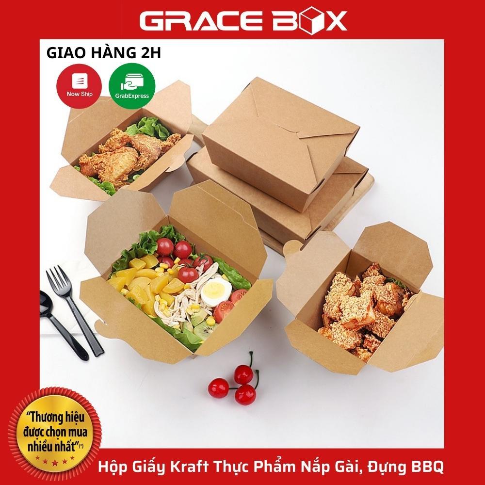 Lốc 10 Hộp Giấy Kraft Thực Phẩm Nắp Gài, Hộp Giấy Đựng BBQ