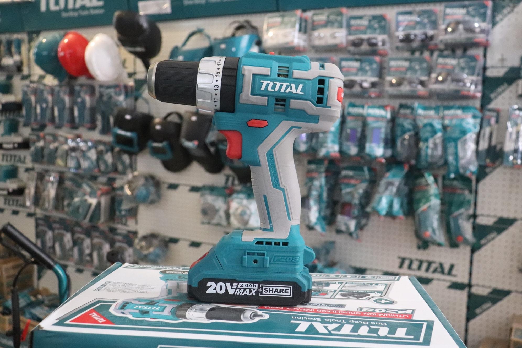 MÁY KHOAN BÚA KHÔNG CHỔI THAN DÙNG PIN 20V  TOTAL TIDLI20608 - HÀNG CHÍNH HÃNG