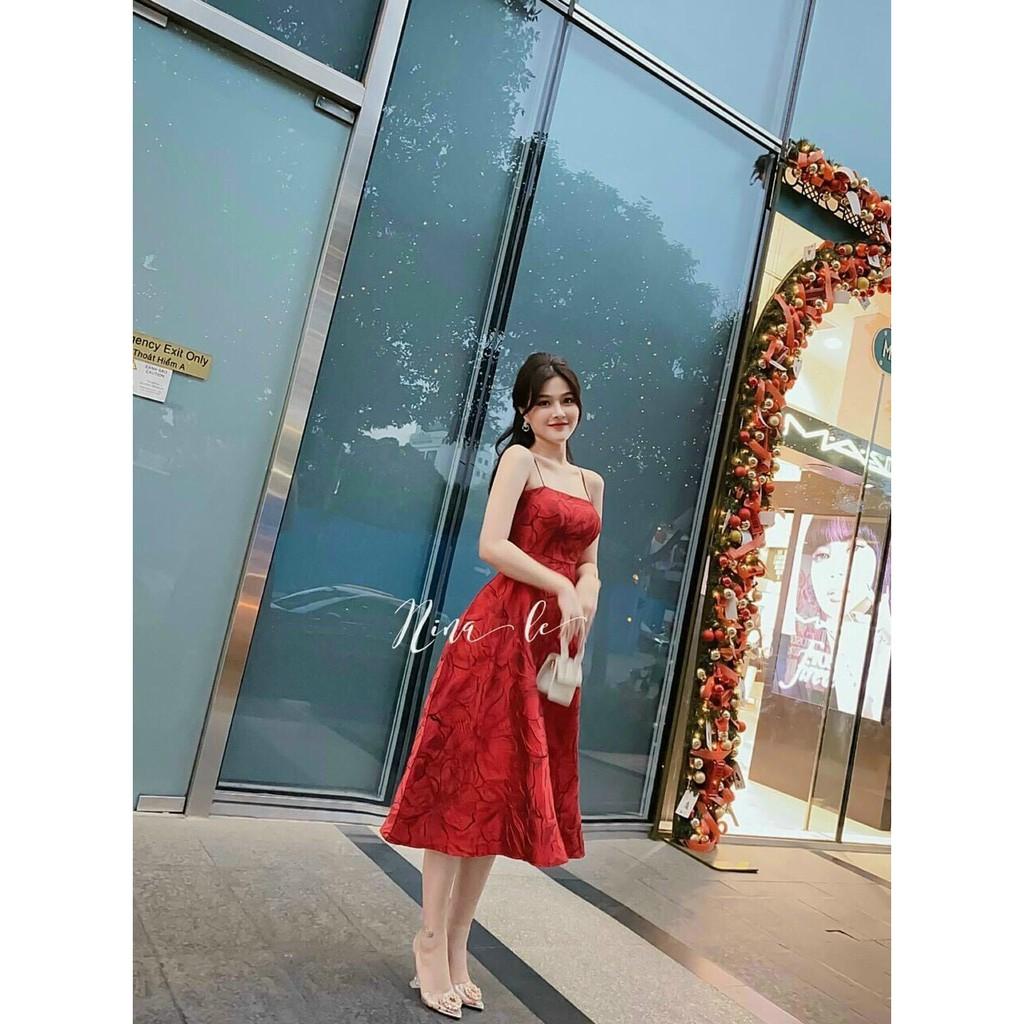 ĐẦM NỮ GẤM HOA 2 DÂY CAO CẤP THỜI TRANG THIẾT KẾ