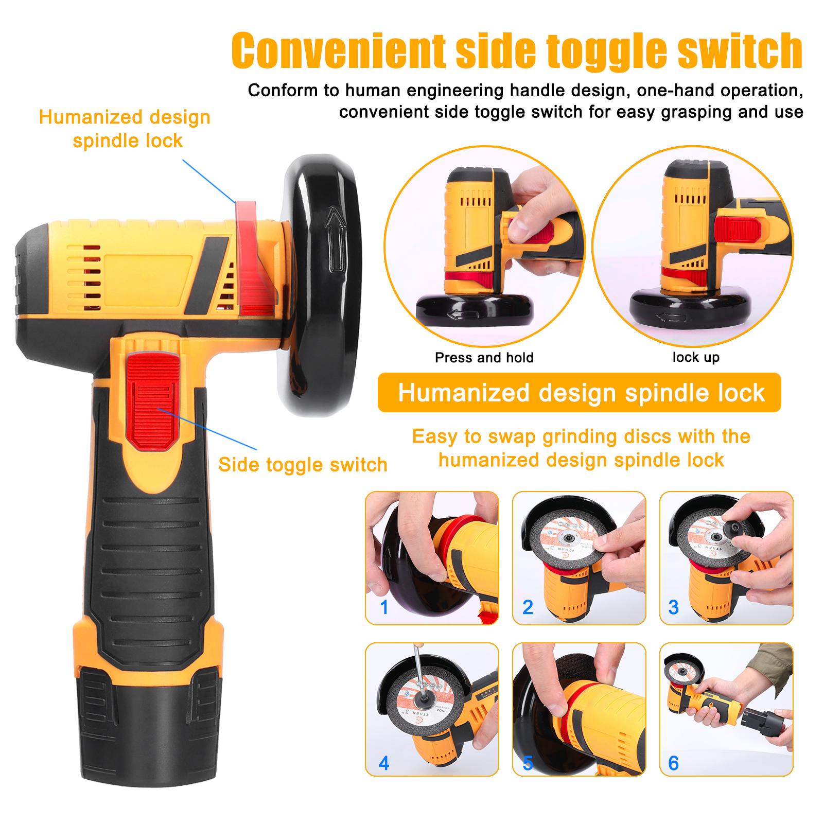 19500rpm Electric Grinding Tool Multifunctional Mini Grinder Handheld Cutter for Cutting Polishing Ceramic Tile Wood Stone Steel