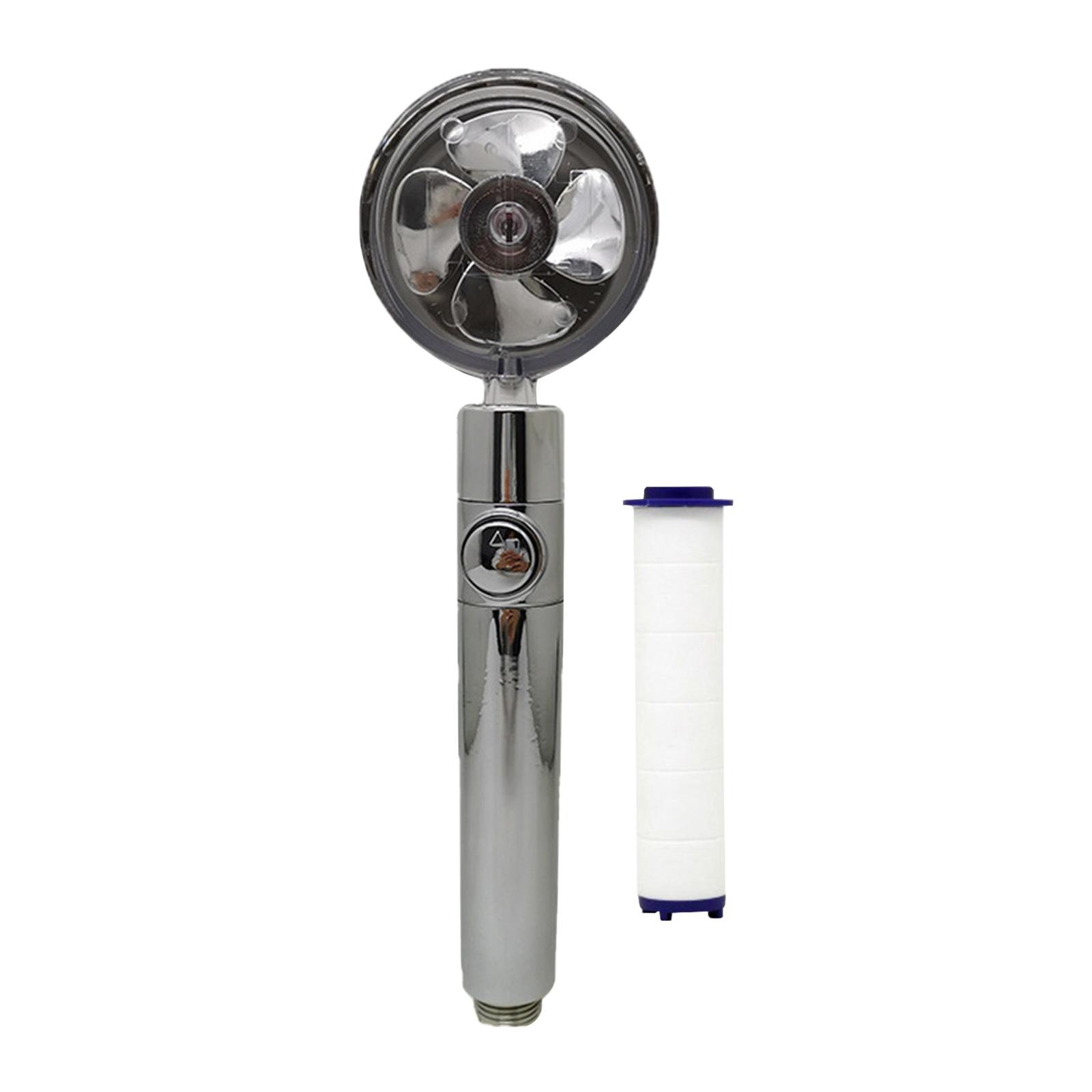 Water Saving High Pressure Showerhead G1/2 360 Degrees Rotating Bathroom Shower Head with Turbo Fan ON/Off Pause Switch