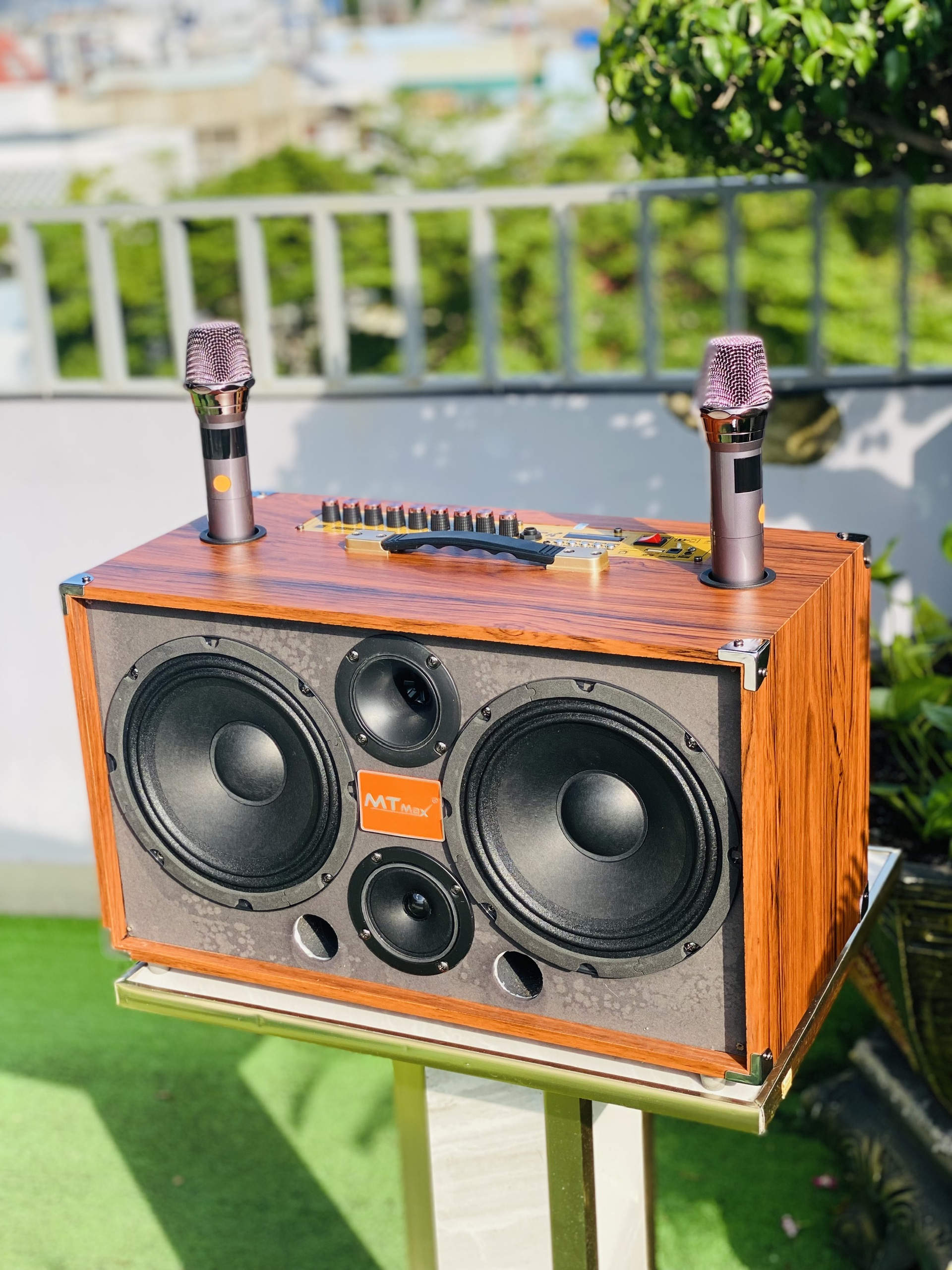 Loa Karaoke Mini P288 Bass đôi 20 Công Suất 350w Kết Nối Bluetooth, Hát Cực Hay Kèm 2 Micro Không Dây Hút Tiếng Hát Nhẹ Hàng Nhập Khẩu