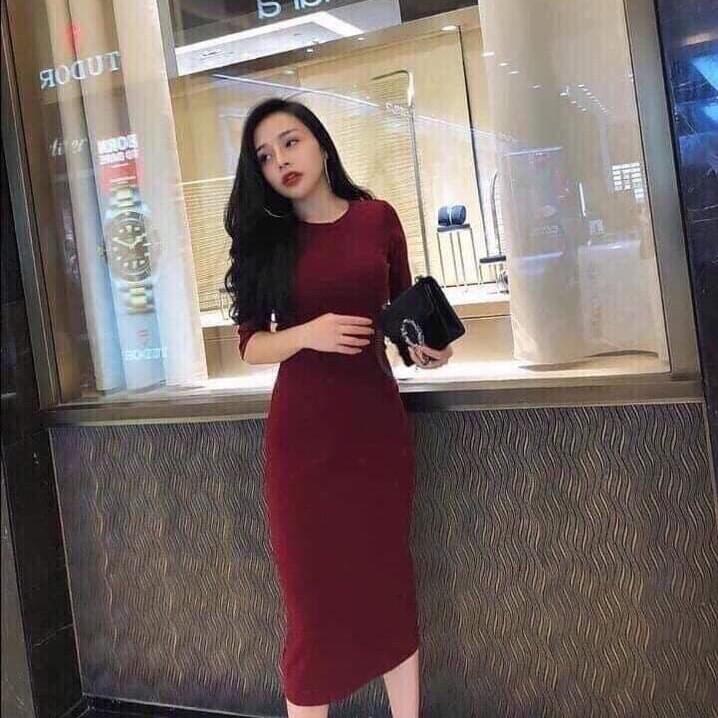 Váy len tăm body cộc tay 3 màu cực xinh