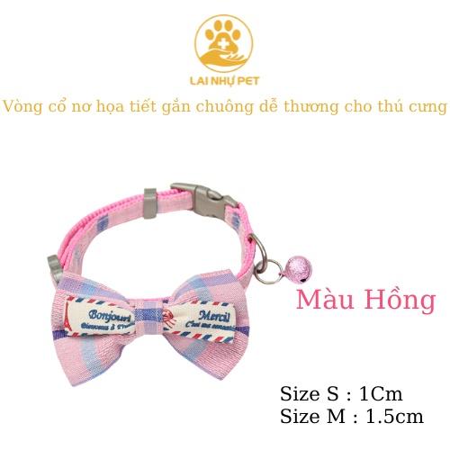 Vòng cổ nơ hoạ tiết gắn nơ caro dễ thương cho thú cưng - Lai Nhự Pet