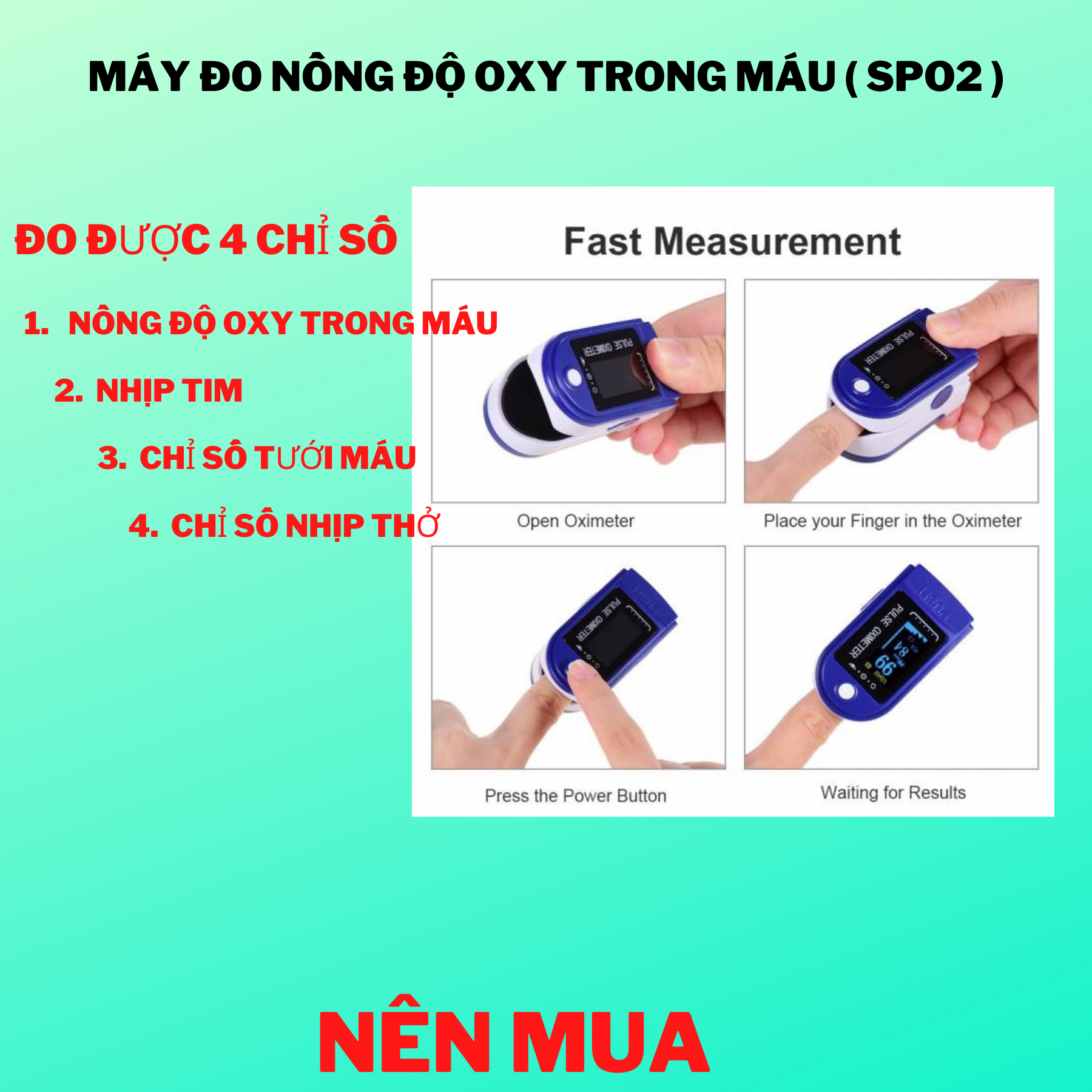 Máy đo nồng độ oxy trong máu có đen led