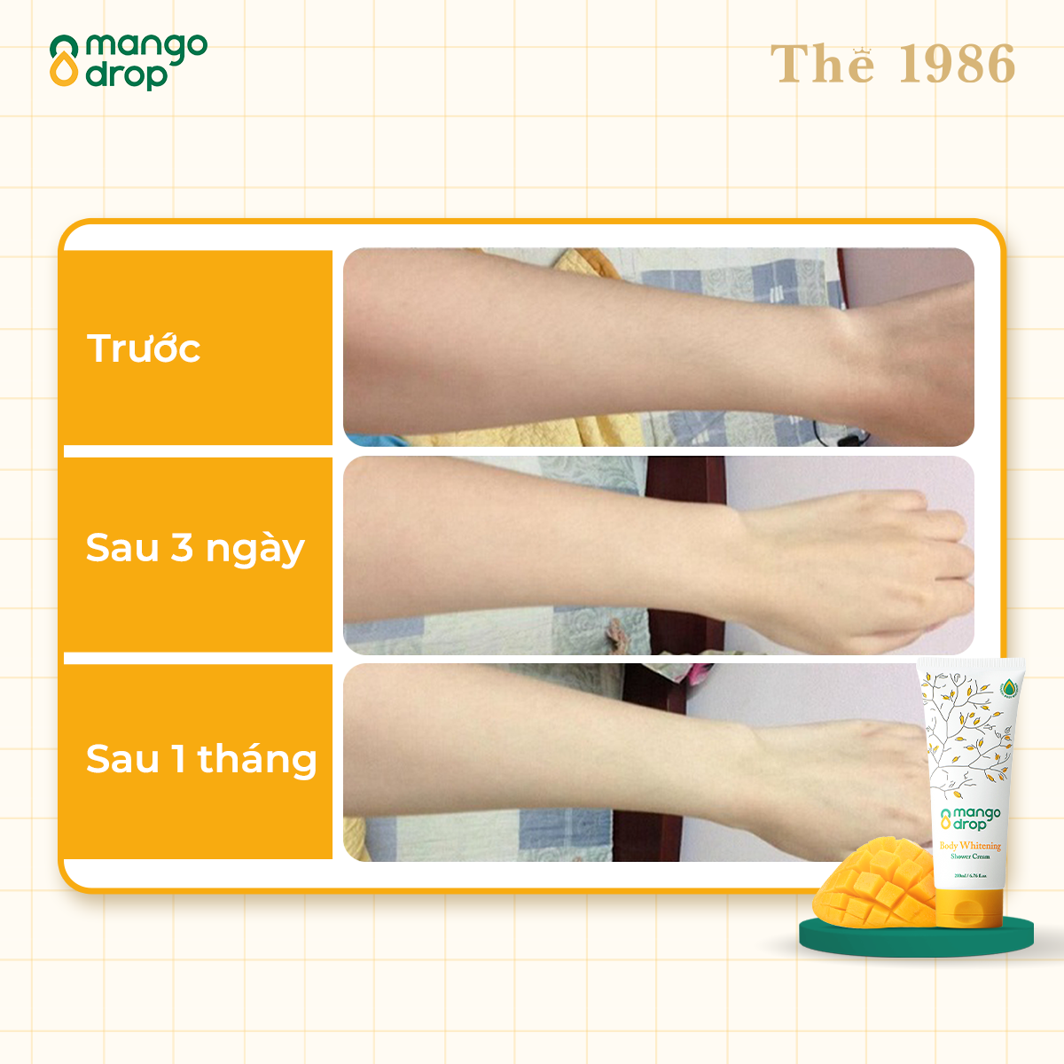 Kem Tắm Trắng Mango Drop Làm Trắng Body Mangodrop Body Whitening Shower Cream 200Ml