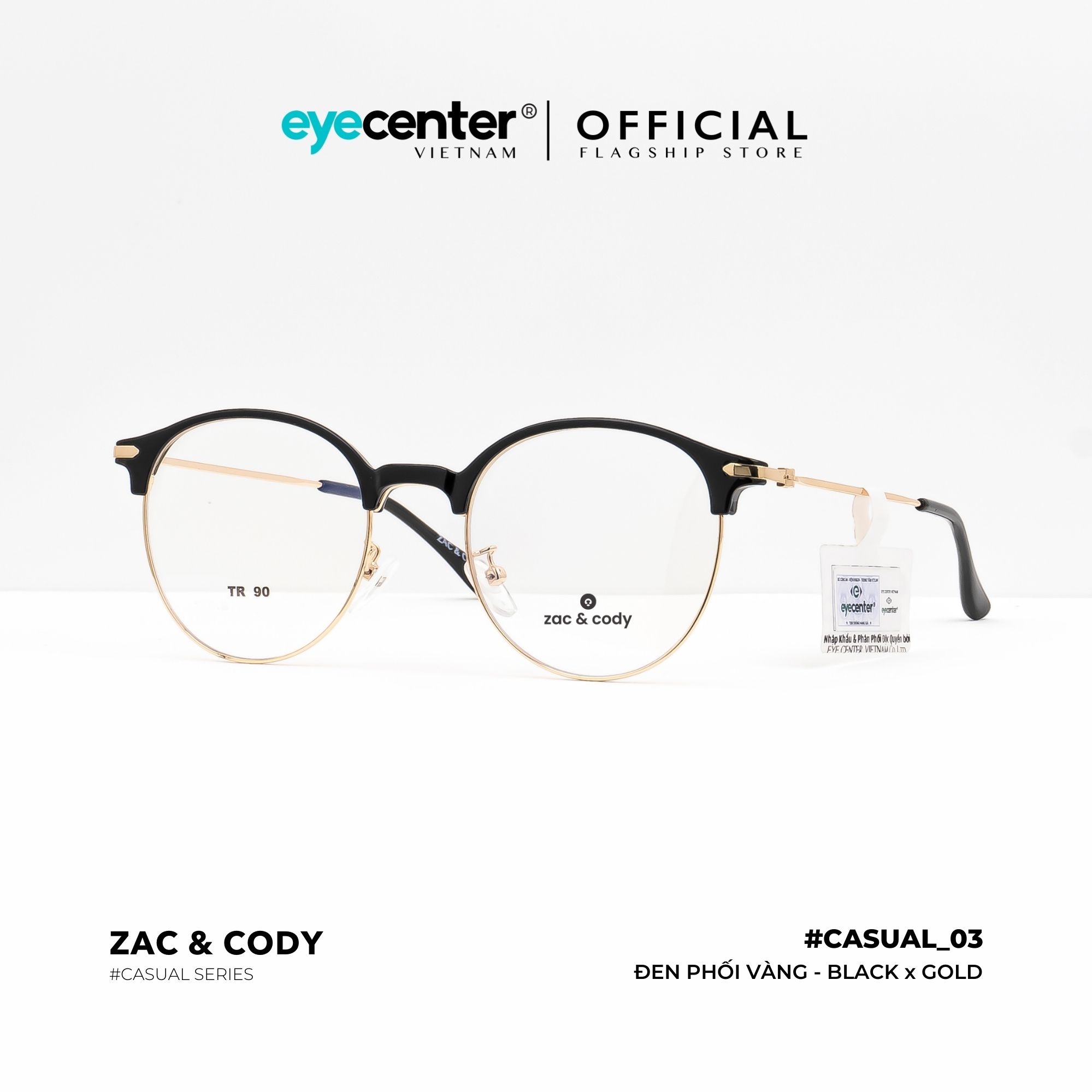 Gọng kính cận nam nữ chính hãng ZAC CODY kim loại chống gỉ nhiều màu C03-S by Eye Center Vietnam