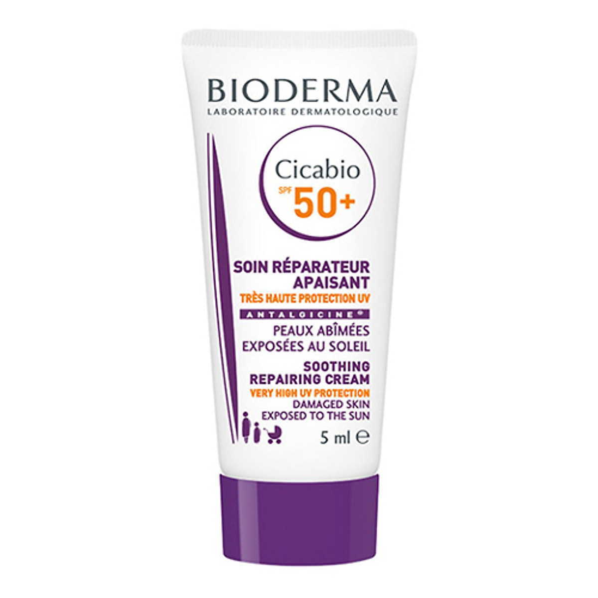 Kem chống nắng phục hồi da tổn thương và hạn chế tăng sắc tố sau vết thương Bioderma Cicabio Creme Spf 50+ 5ml