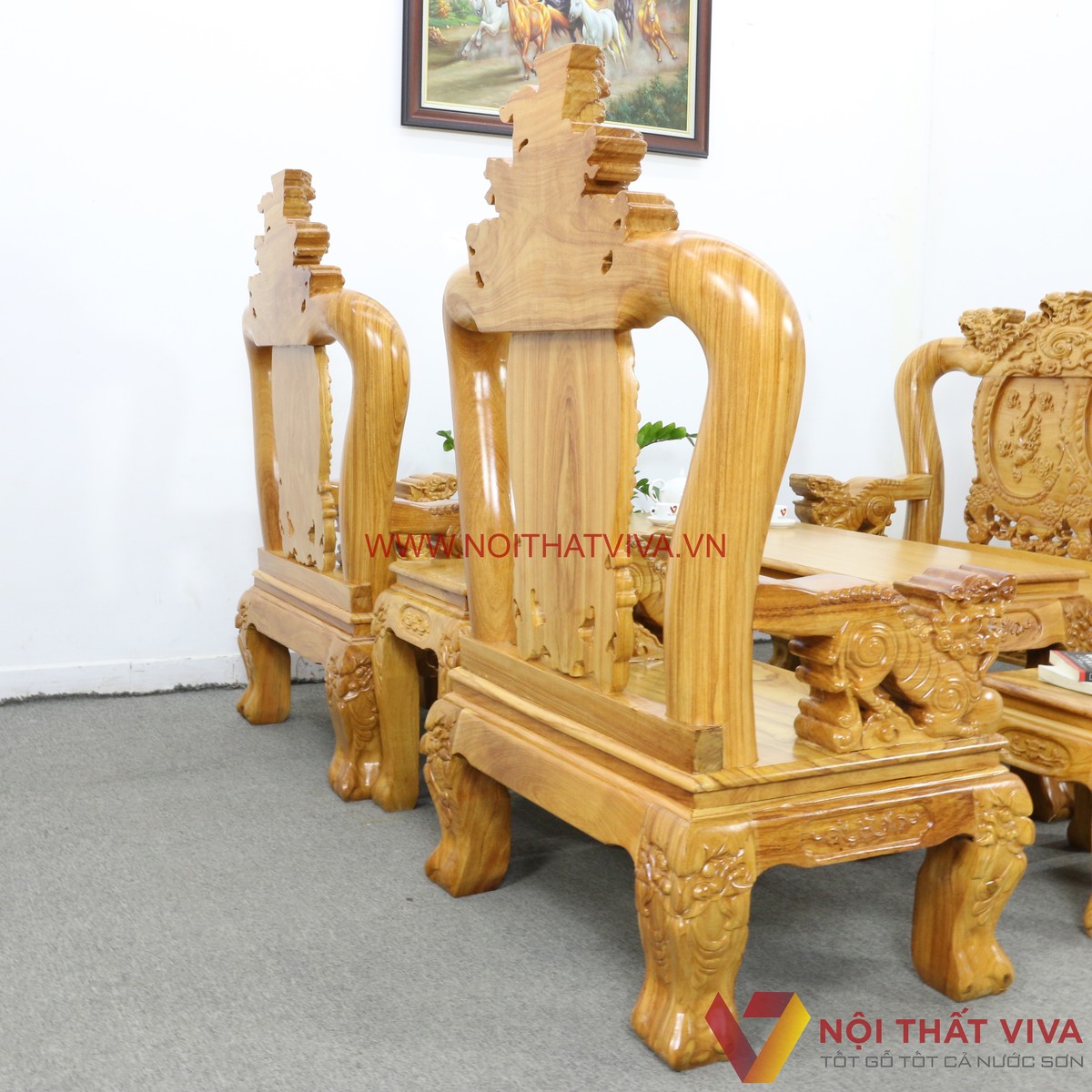 Bộ Bàn Ghế Sa Lông Gỗ Gõ Đỏ Tay 12 Chạm Nghê 6 Món Cao Cấp Giá Tốt