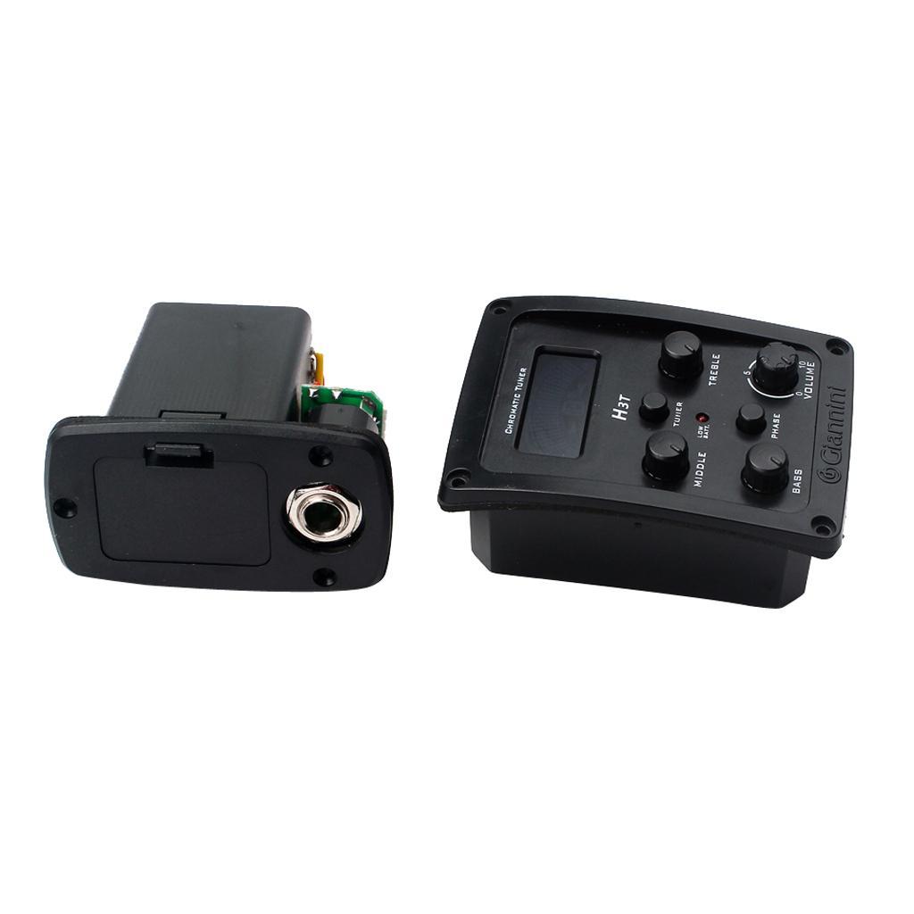 4-Band EQ Chromatic Tuner Black Set for Acoustic Guitar Replacement