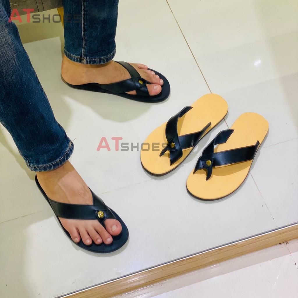 Dép Sandal Xỏ Ngón Dép Quai Chéo Da Bò Thật Không Thấm Nước Phù Hợp Mọi Lứa Tuổi XDXN22 (Đen - Nâu