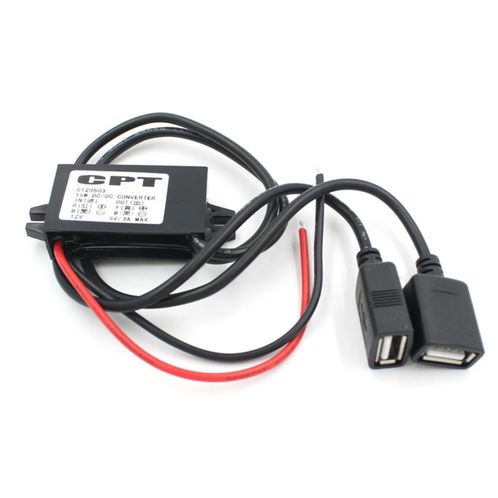 Dual Double 2 USB DC-DC Car Converter Module 12V To 5V 3A 15W Power Adapter