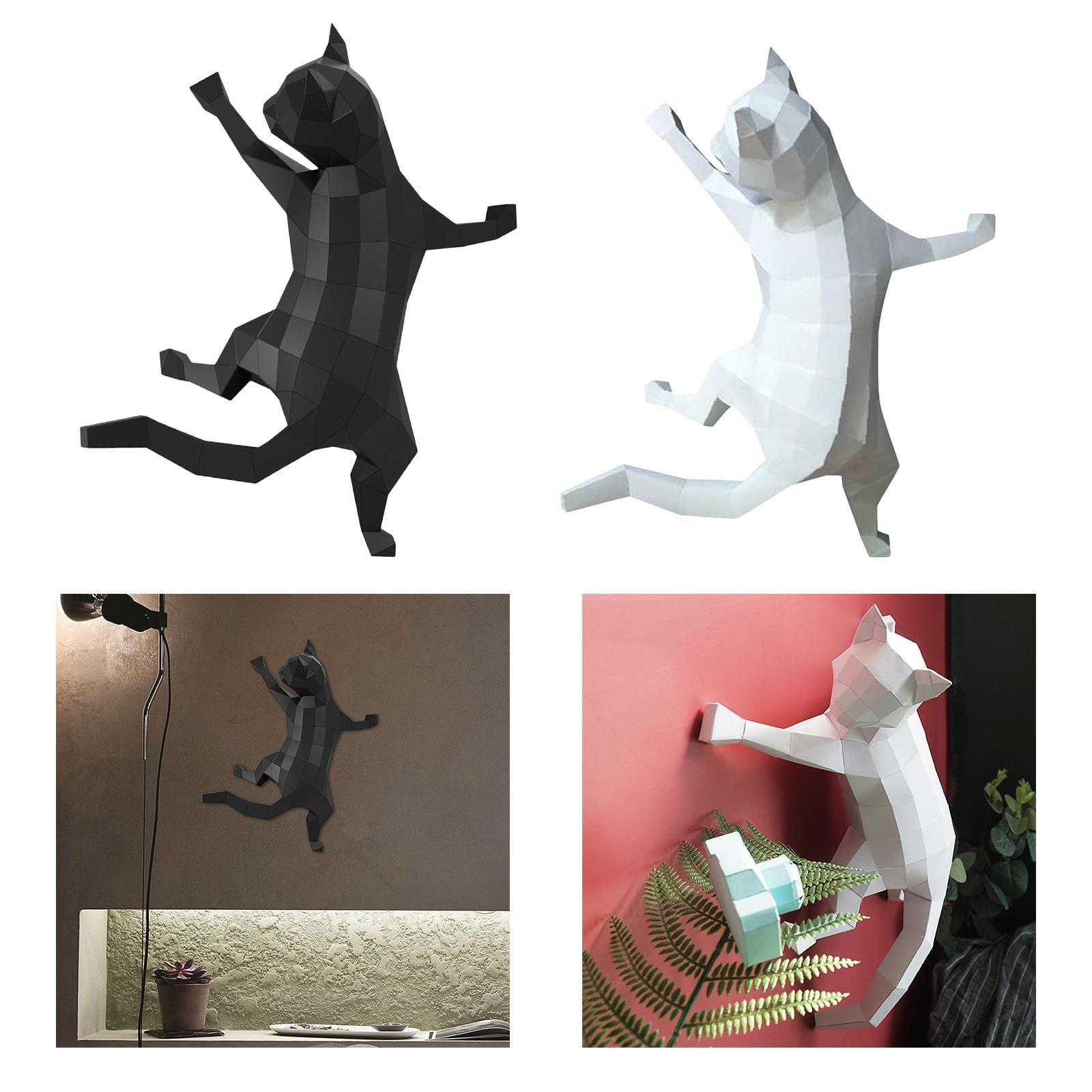 Set of 2 Wall Paper Craft Adults Animal Cat Papercraft Template Scored Paper
