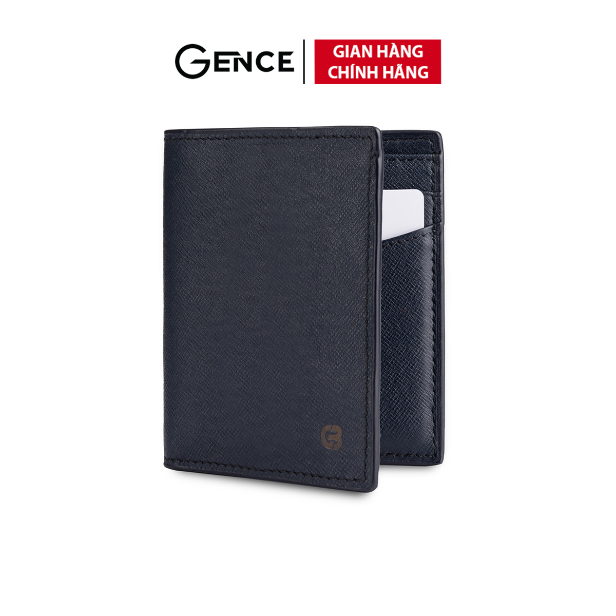 Ví Da Nam Bóp Cầm Tay GENCE C01 Chất Liệu Da Bò Cao Cấp Màu Xanh Navy Dáng Dọc