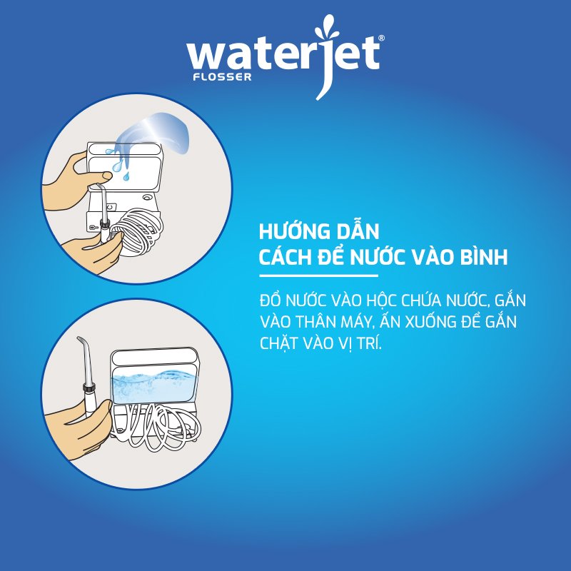 Máy tăm nước gia đình Waterjet Classic (5 đầu tăm, dùng được cho người niềng răng, có đầu cạo lưỡi)