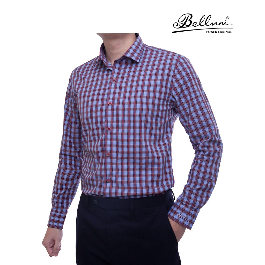 Áo sơ mi nam SlimFit tay dài cao cấp BELLUNI sợi tre chống nhăn kẻ ô sang trọng - ADS.BPS.BE.156.R2