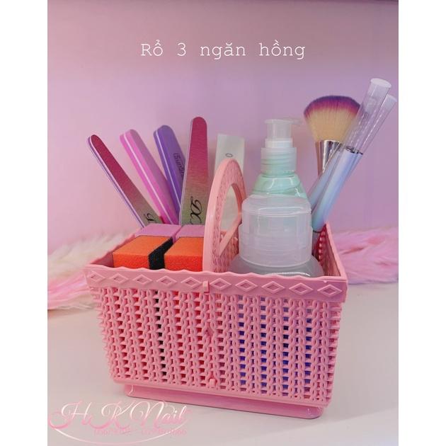 Rổ có quai 3 Ngăn đựng phụ Kiện Nail