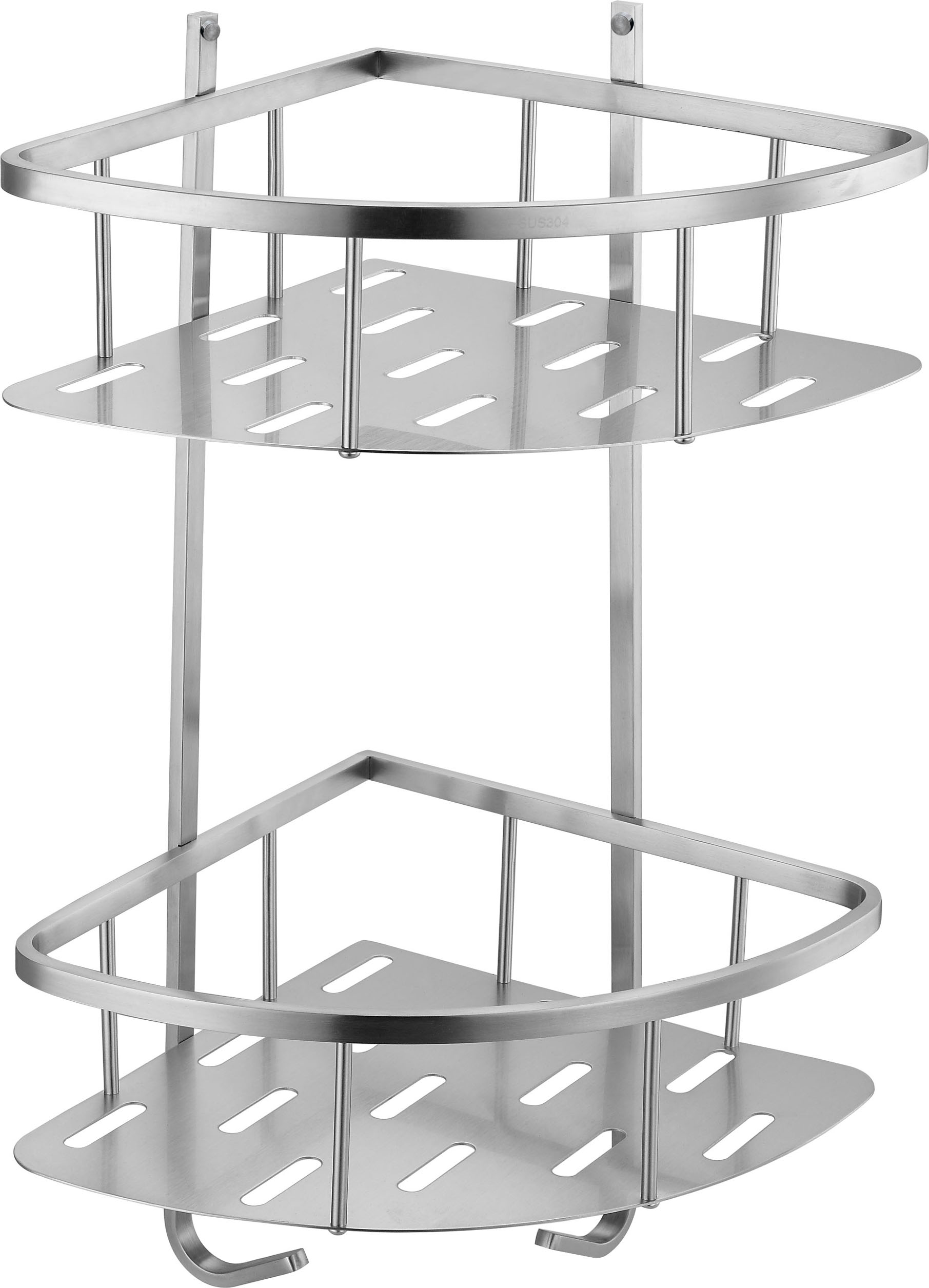 KỆ GÓC HAI TẦNG INOX 304 CAO CÂP