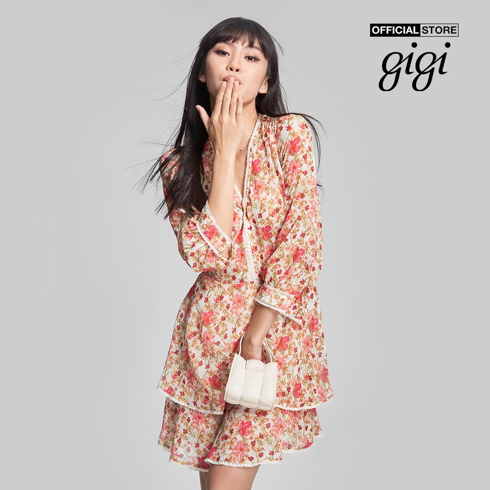 GIGI - Đầm xếp tầng mini tay lỡ in họa tiết hoa xinh xắn G2101D231104