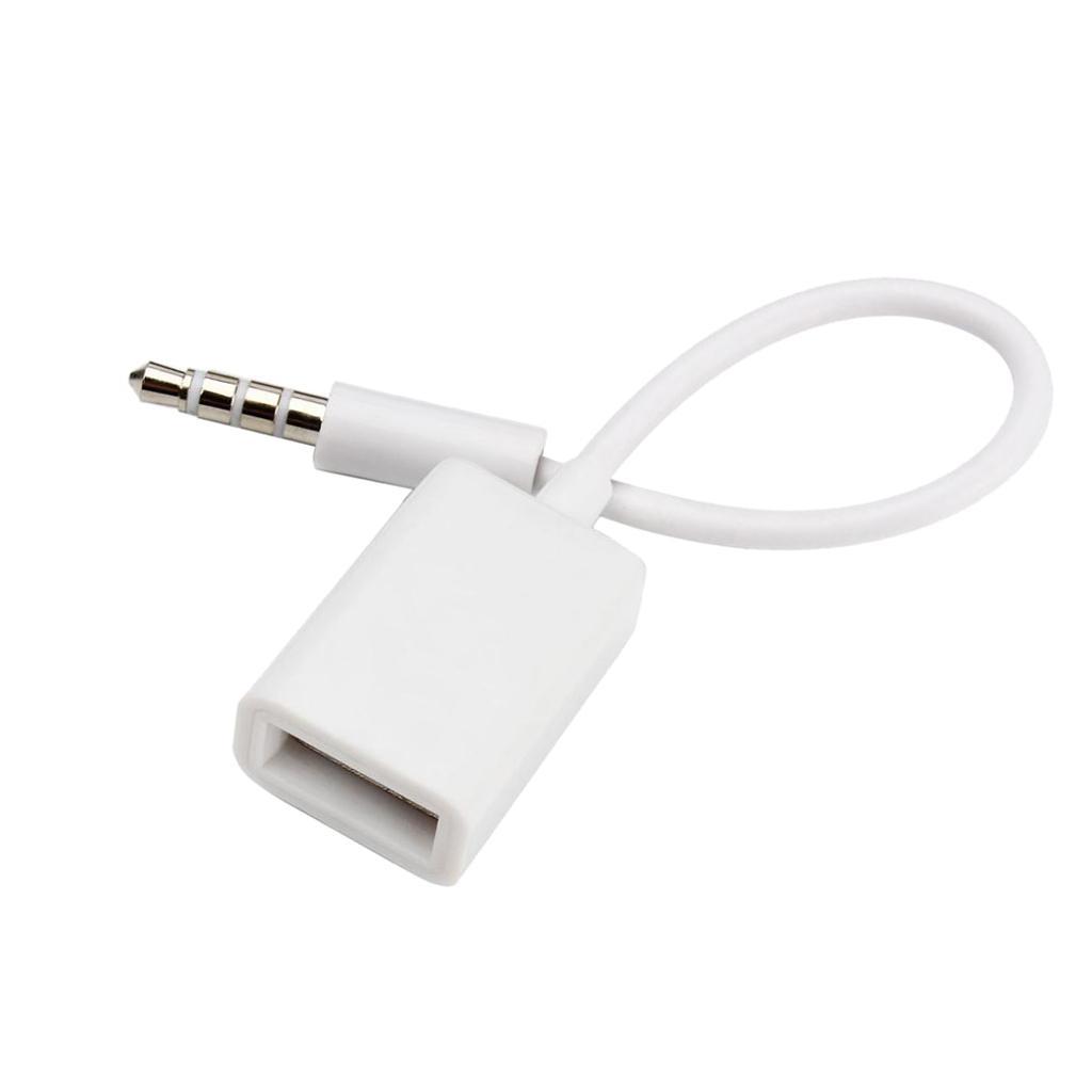 3.5mm Male AUX Audio Plug Jack to USB 2.0 Female Converter Cable for Car+USB A