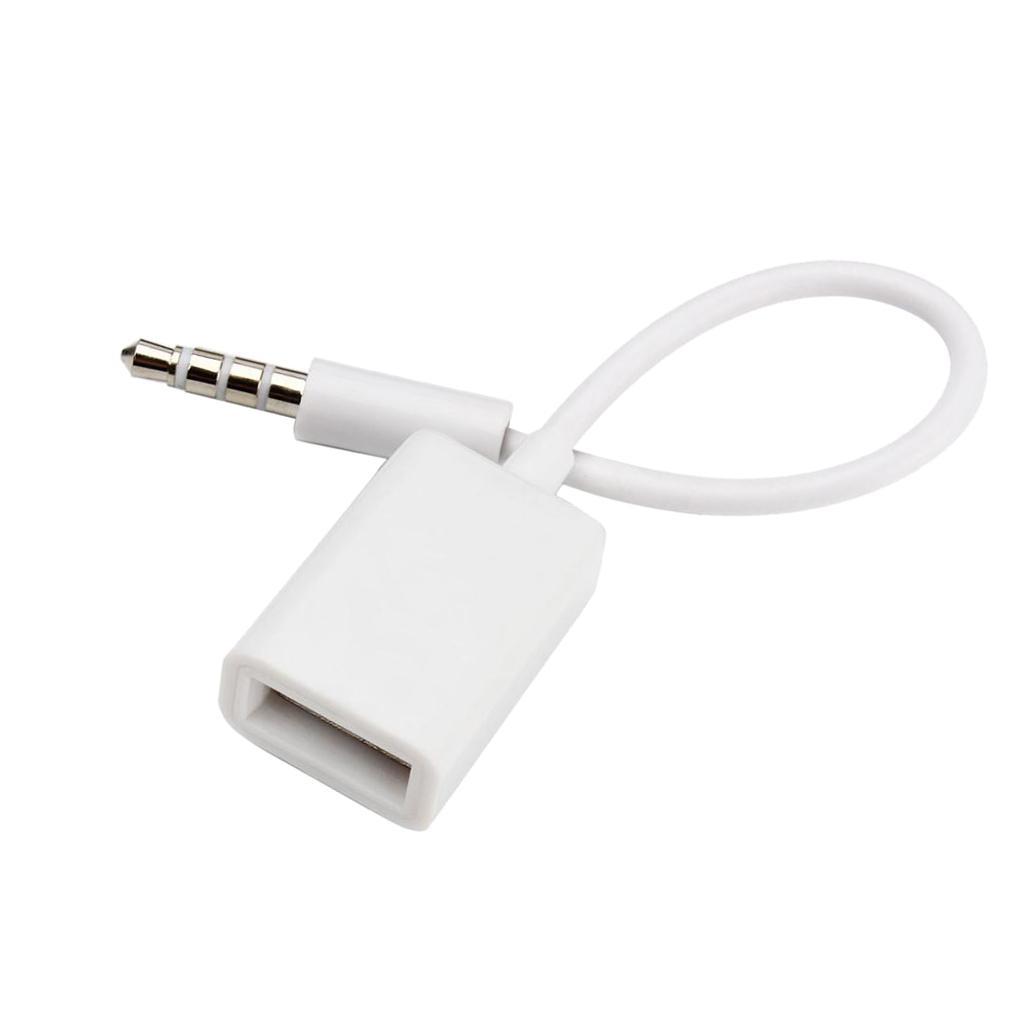 4x White 3.5mm Male AUX Audio Plug Jack to USB 2.0 Type A Female OTG Cable Converter Cable Cord for Car MP3