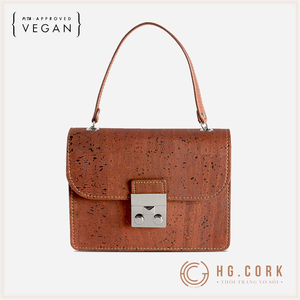 Túi Đeo Chéo Nữ Cao Cấp Mini CROSS-BODY BAG - HGcork Corkor CK247 - Vật liệu da cork thực vật thuần chay - Sản phẩm Handmade, Sản xuất tại Bồ Đào Nha