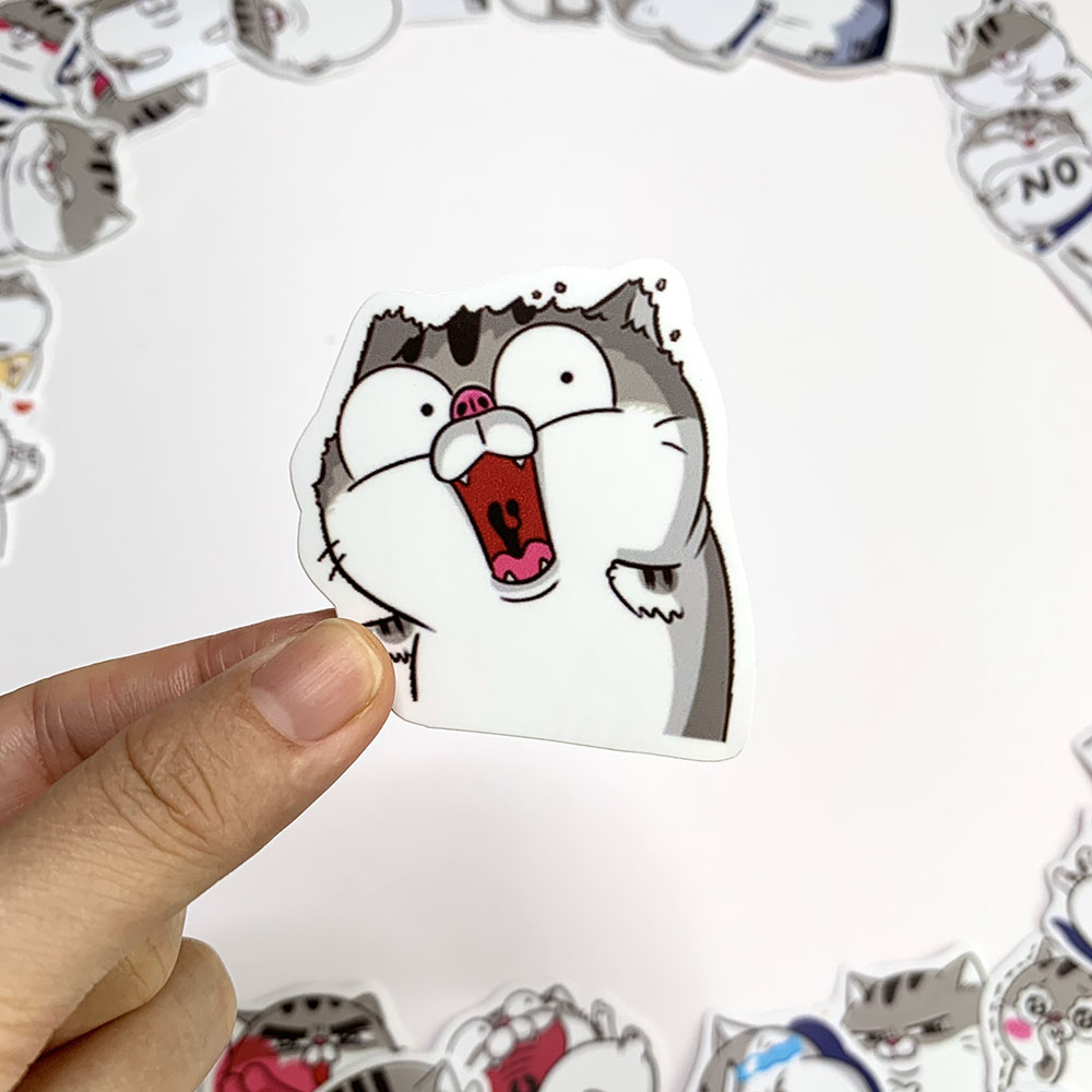 Sticker Mèo Ami Bụng Bự Ngẫu Nhiên Chất Lượng Cao Chống Nước Trang Trí Nón Bảo Hiểm Vali Đàn Xe Máy Xe Đạp