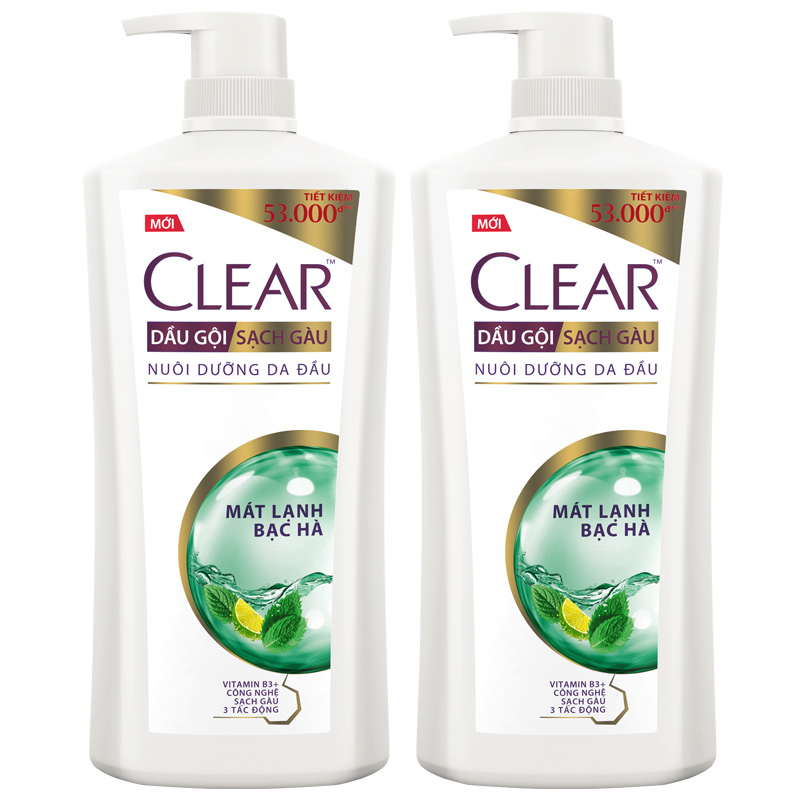 Combo 02 Dầu Gội Hỗ Trợ Trị Gàu Clear Mát Lạnh Bạc Hà