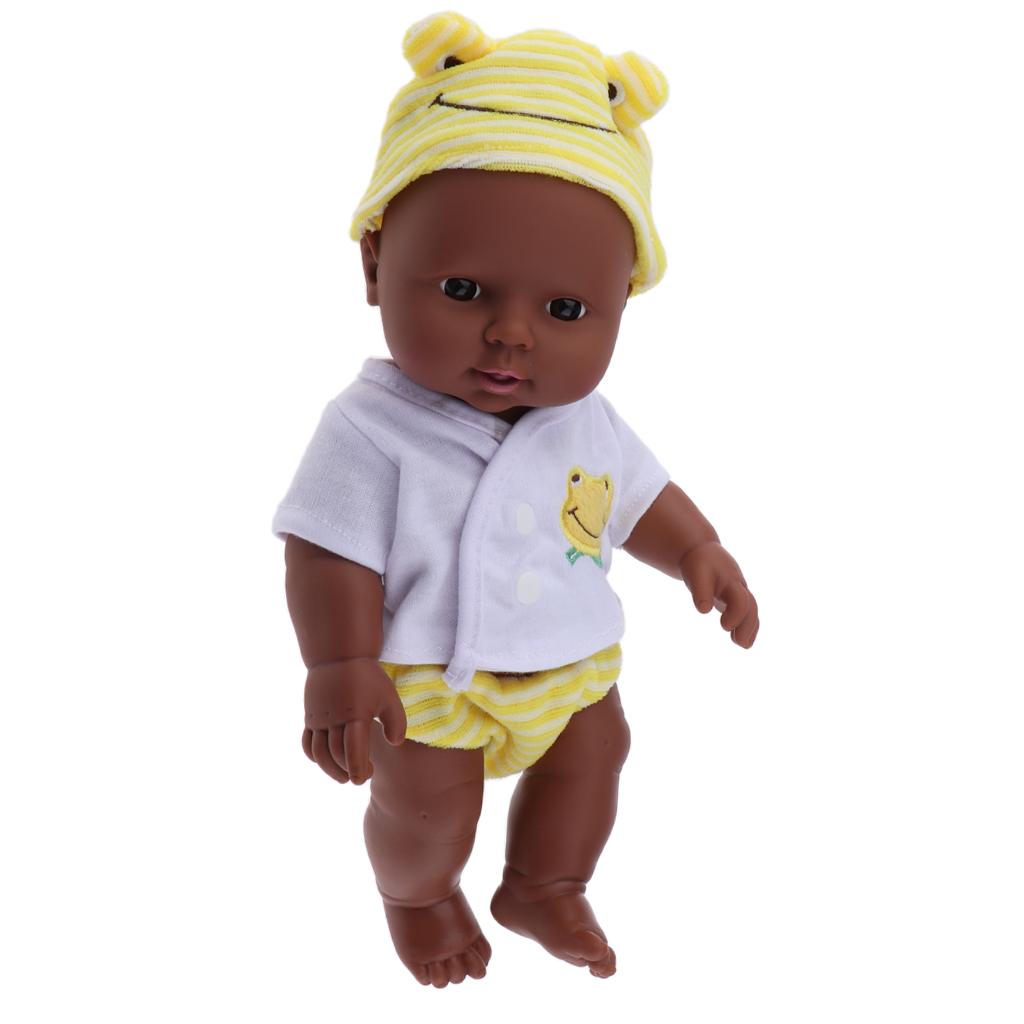 30cm Real Life Newborn Doll Vinyl Trẻ Sơ Sinh Châu Phi Trẻ Sơ Sinh Màu Vàng