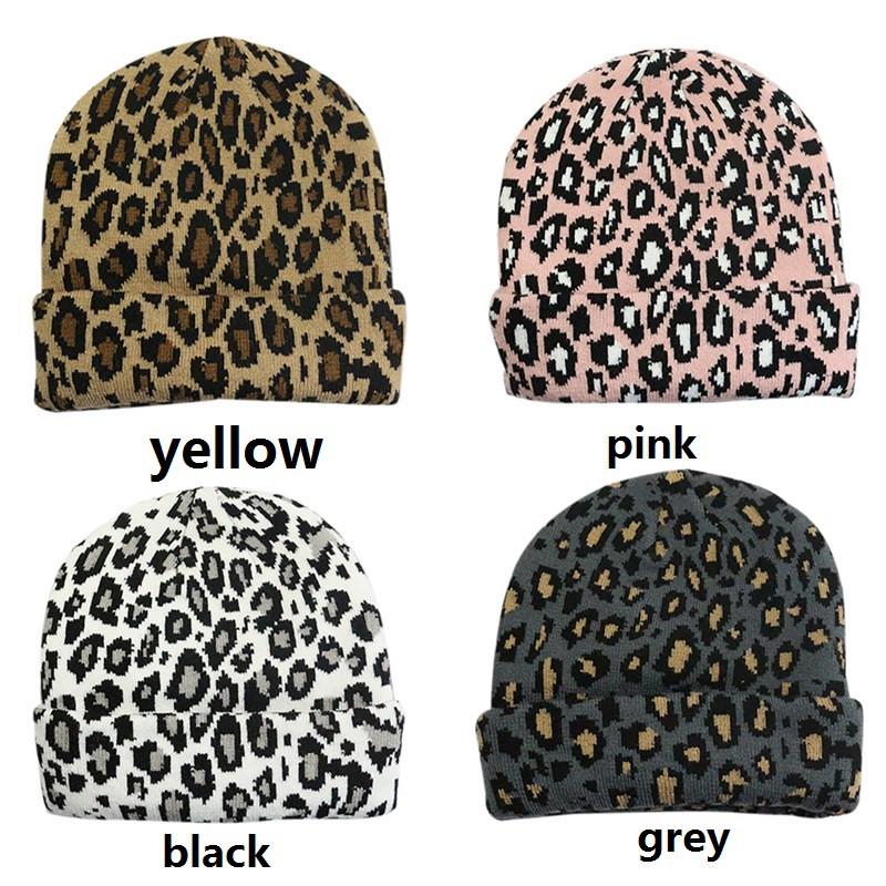 Mũ len mềm họa tiết da báo phong cách retro