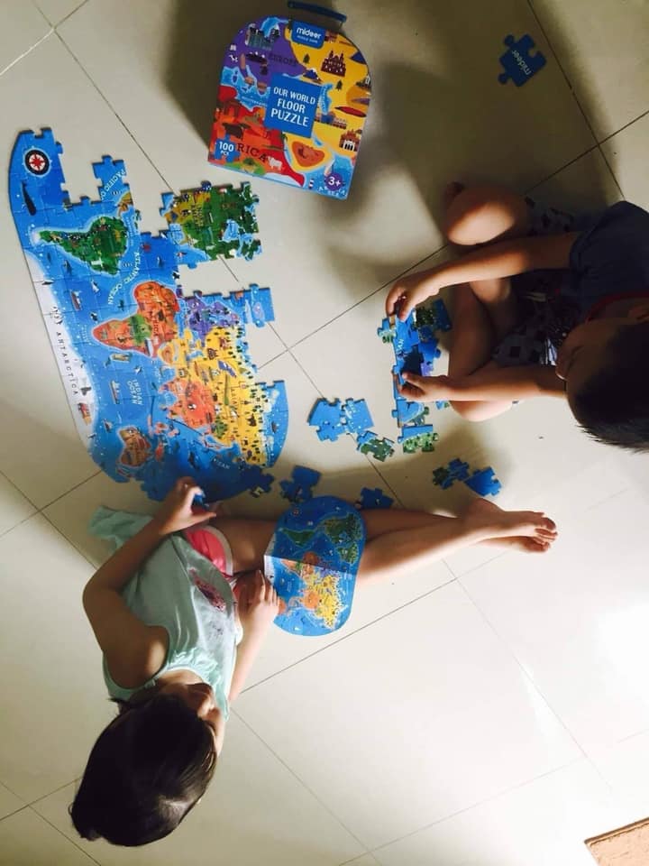 Bộ xếp hình puzzle valy Mideer 100 mảnh ghép dành cho bé 4 tuổi trở lên - Chủ đề Thế giới chúng ta MD3027