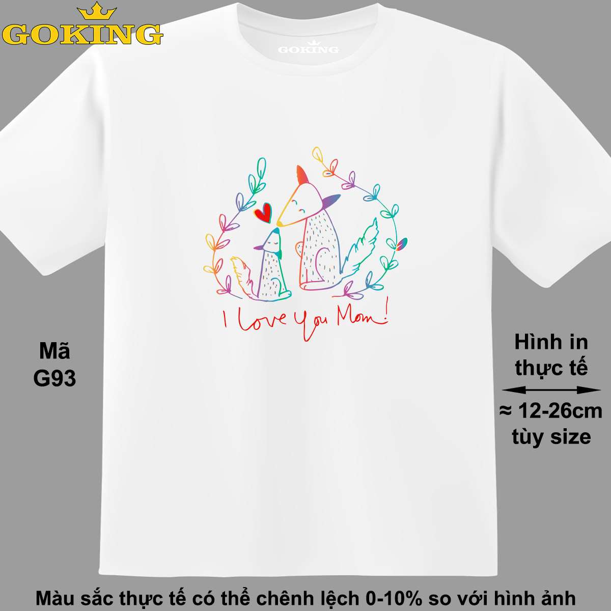 I LOVE YOU MOM, mã G93. Hãy tỏa sáng như kim cương, qua chiếc áo thun Goking siêu hot cho nam nữ trẻ em, áo phông cặp đôi, gia đình, đội nhóm – Trắng, 100 cotton – XL
