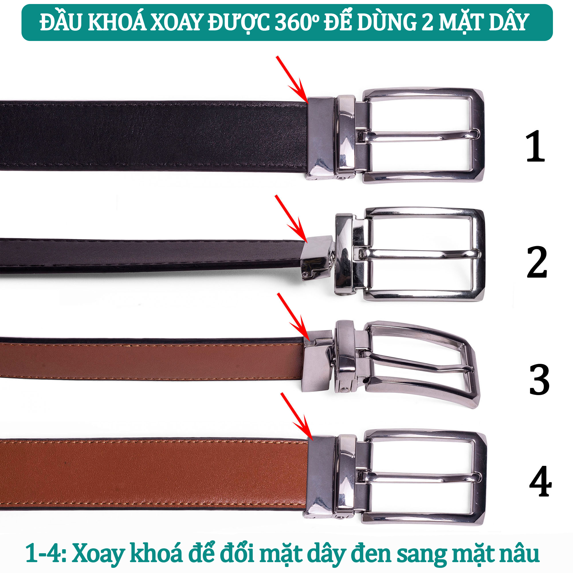 Thắt lưng nam, dây nịt nam da bò thật 2 lớp Bụi Leather L108- Khóa cài xoay 360 độ, dùng được 2 mặt - Bảo hành 12 tháng