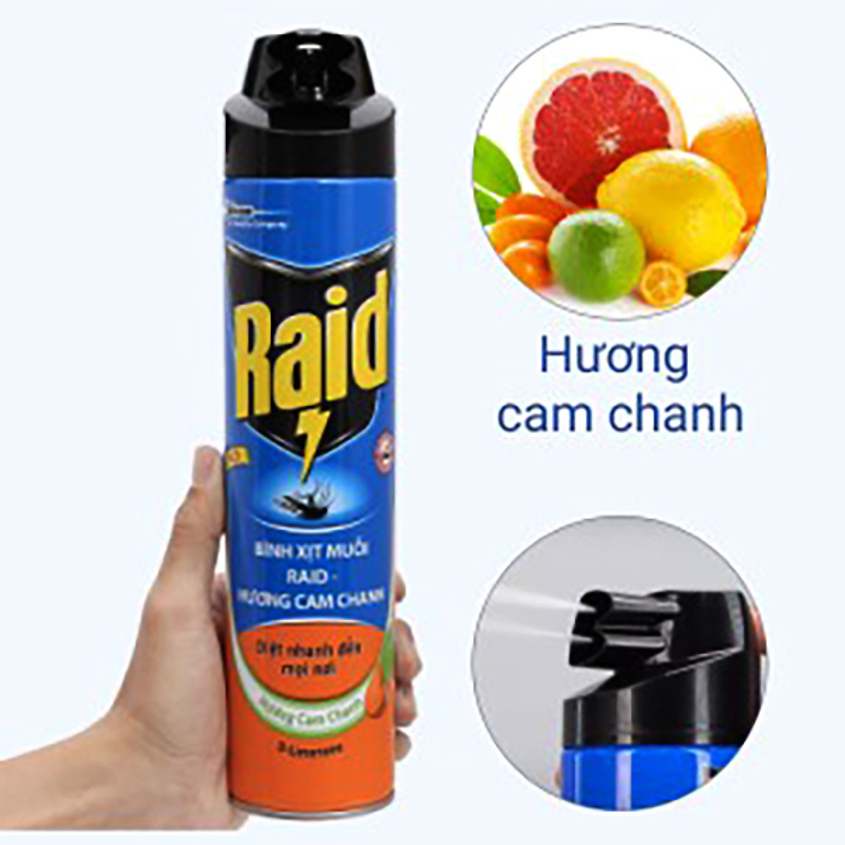 Chai xịt côn trùng RAID - Hương cam chanh 600ml (Tặng thêm 100ml)