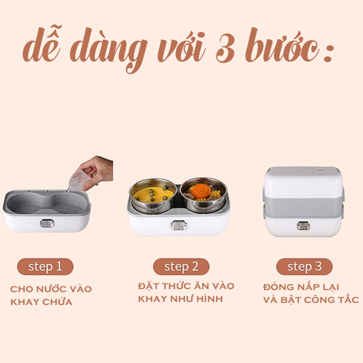 Hộp cơm điện cao cấp COOKING LUNCHBOX 2 tầng đa năng 4 ngăn tiện dụng-Hàng nhập khẩu